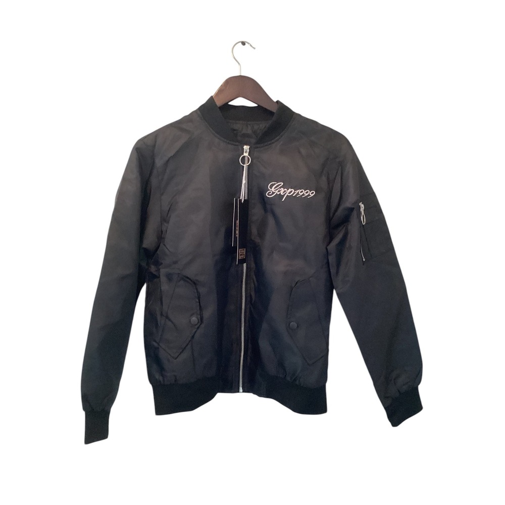 Black‎ Bomber Jacket Dragon Tiger Embroidery Womens Size Small